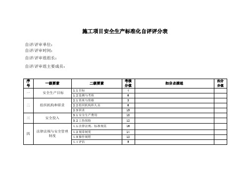 安全生产标准化自评评分表