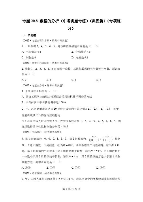 专题数据的分析(中考真题专练)(巩固篇)(专项练习)八年级数学下册基础知识专项讲练