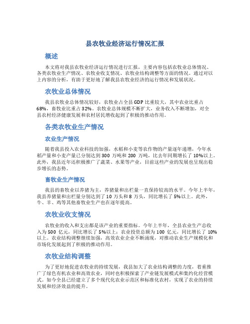 县农牧业经济运行情况汇报