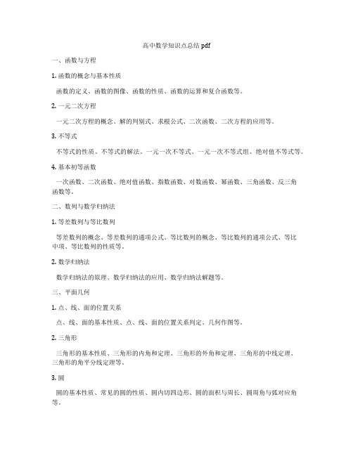 高中数学知识点总结pdf