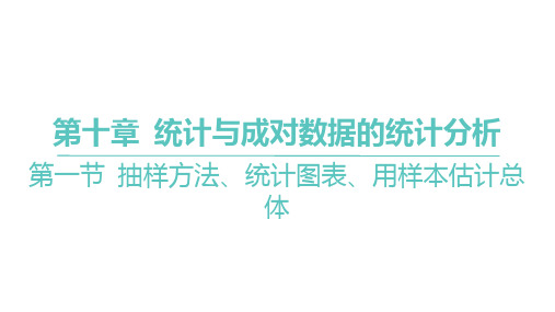 2025年高考数学一轮复习 第十章 -第一节 抽样方法、统计图表、用样本估计总体【课件】