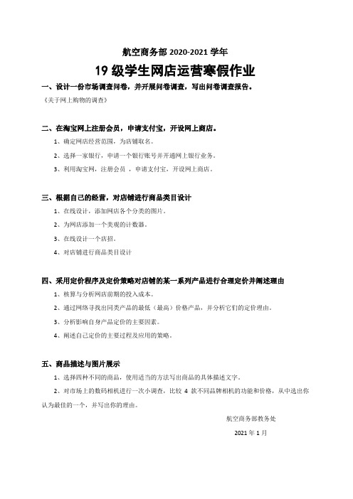 19级网店运营寒假作业