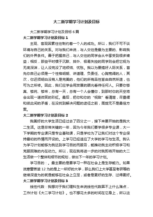 大二新学期学习计划及目标6篇