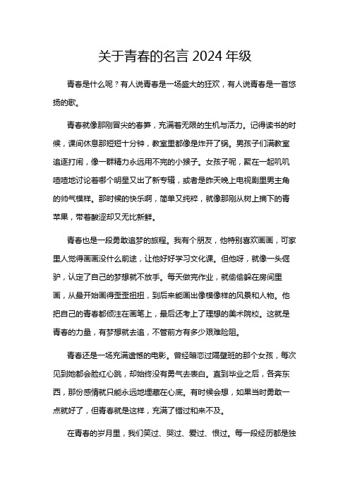 关于青春的名言2024年级