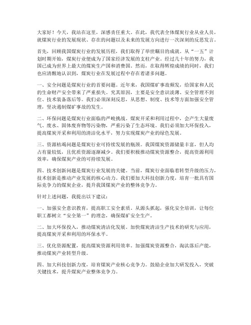 煤炭行业反思发言稿范文