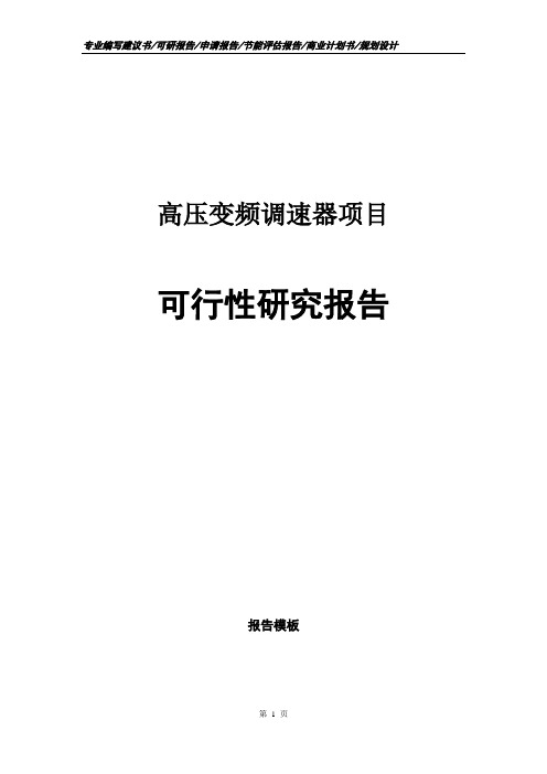 高压变频调速器项目可行性研究报告申请报告