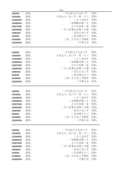 四年级上册读数与写数练习题模板.doc