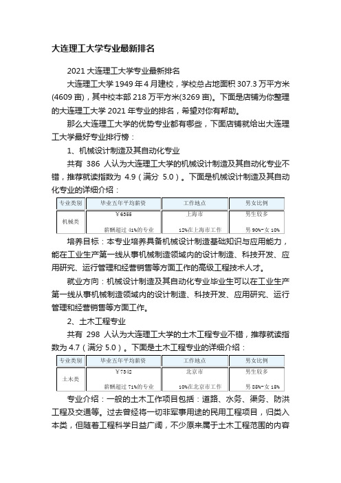 大连理工大学专业最新排名