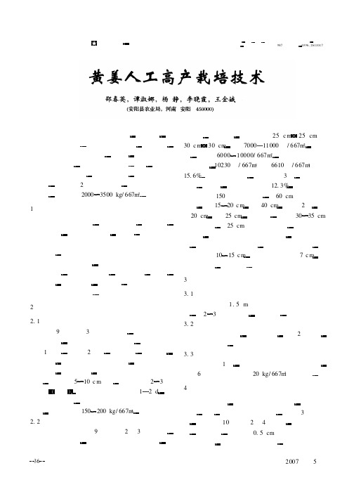 黄姜人工高产栽培技术