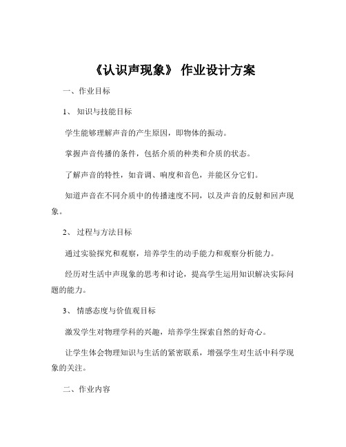 《认识声现象》 作业设计方案