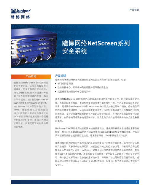 瞻博网络NetScreen系列安全系统 产品简介