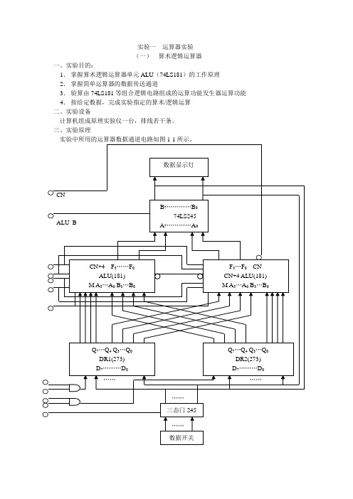 计算机组成原理实验一实验报告