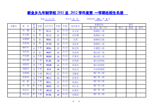 在校生名册九(1)班