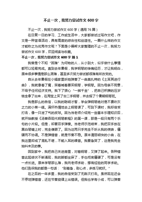 不止一次，我努力尝试作文600字