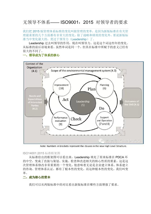 无领导不体系—ISO9001 2015 对领导者的要求