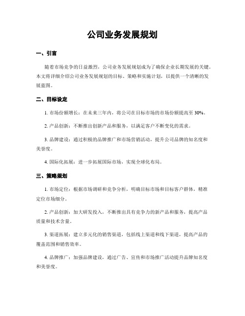 公司业务发展规划