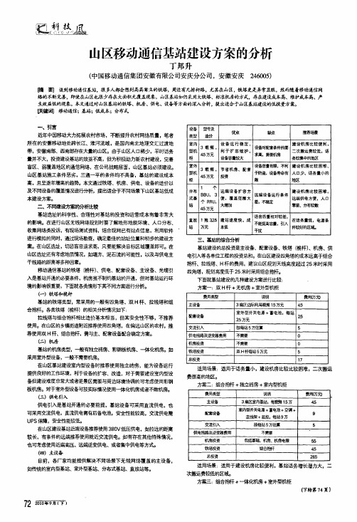 山区移动通信基站建设方案的分析