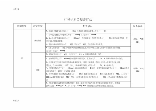 各个要求规范整合柱子配筋