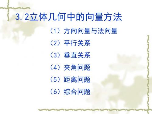 3.2立体几何中的向量方法(平行、垂直、夹角、距离)(高中数学人教版选修2-1)