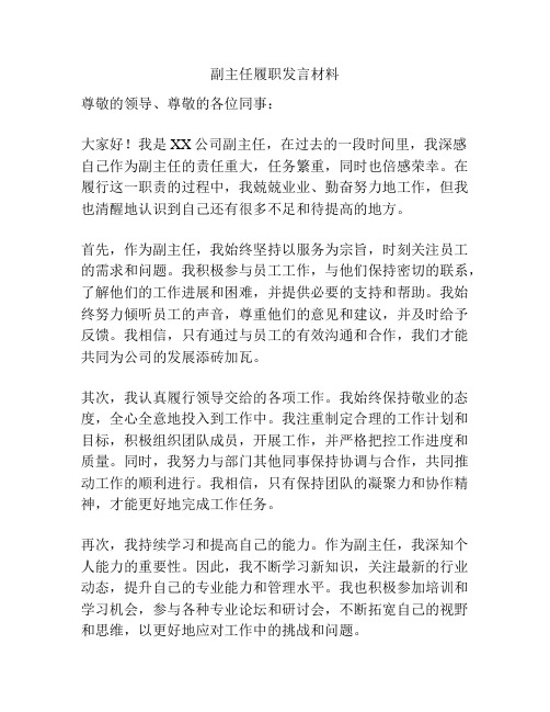 副主任履职发言材料