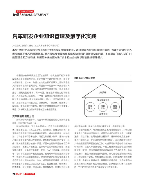 汽车研发企业知识管理及数字化实践