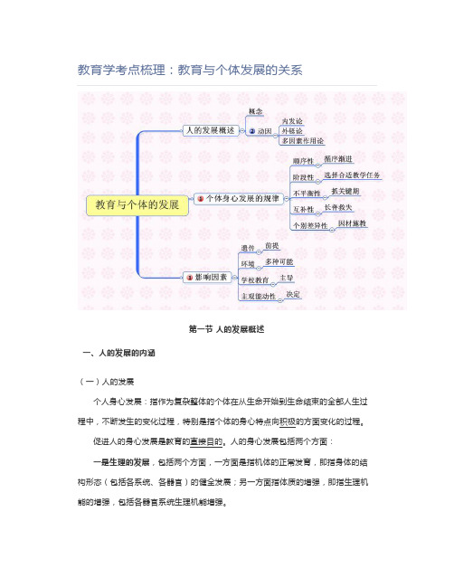 教师资格证教育学考点梳理：教育与个体发展的关系