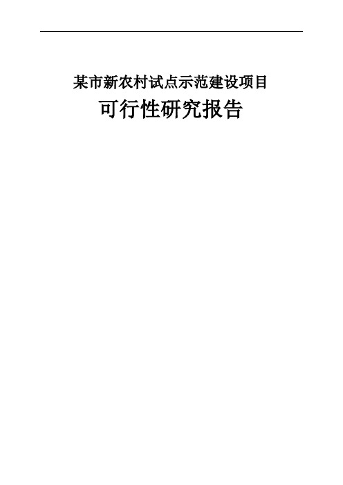 某市新农村试点示范建设项目可行性研究报告