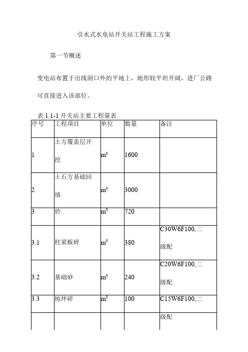 引水式水电站开关站工程施工方案