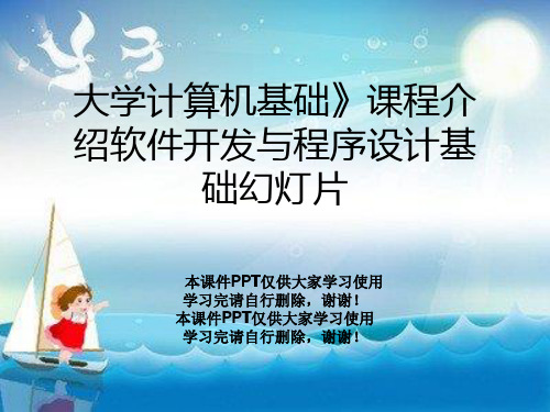 大学计算机基础》课程介绍软件开发与程序设计基础幻灯片