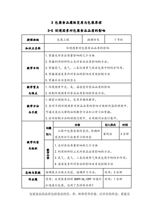 环境因素对包装食品品质的影响-电子教材