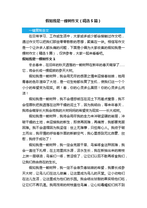 假如我是一棵树作文（精选5篇）