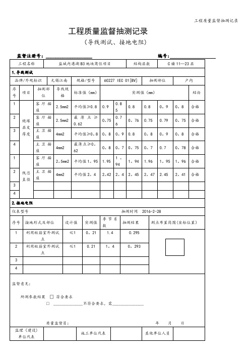 工程质量监督抽测记录