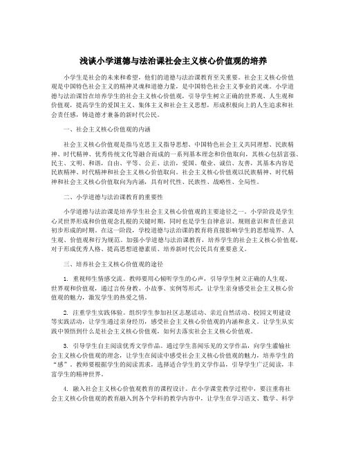 浅谈小学道德与法治课社会主义核心价值观的培养