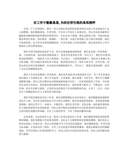 在工作中勤勤恳恳,为民任劳任怨的典范榜样