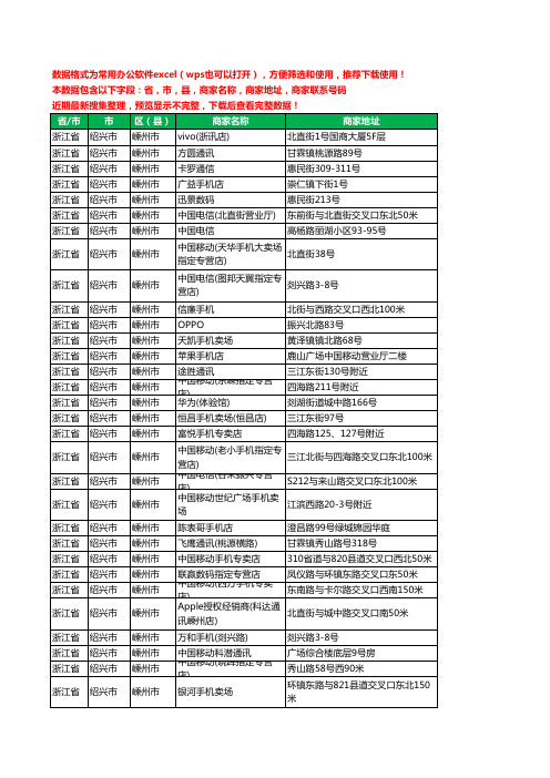 2020新版浙江省绍兴市嵊州市手机店工商企业公司商家名录名单联系电话号码地址大全236家