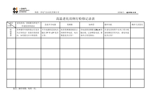 高温老化房例行检修记录表