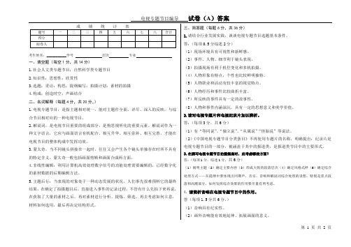 电视专题节目编导A答案