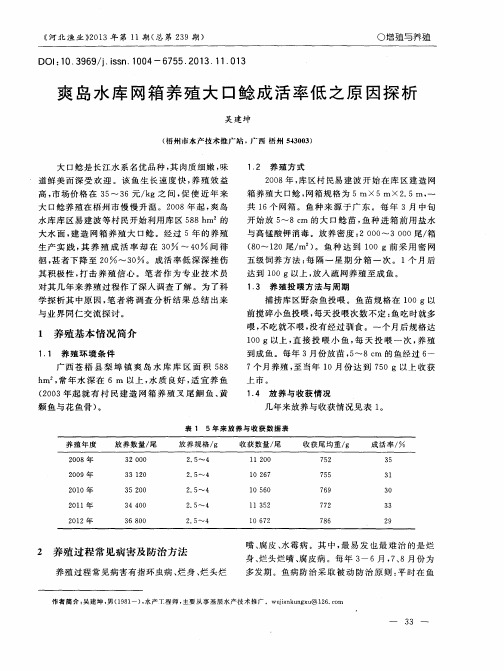 爽岛水库网箱养殖大口鲶成活率低之原因探析