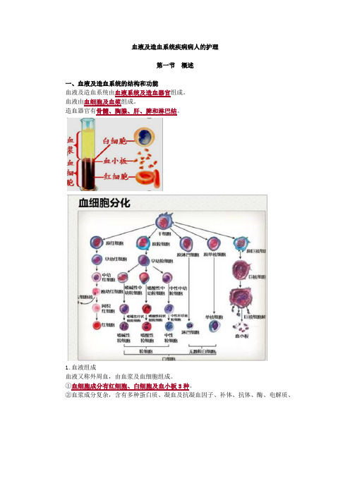 内科护理学-血液及造血系统疾病病人的护理概述