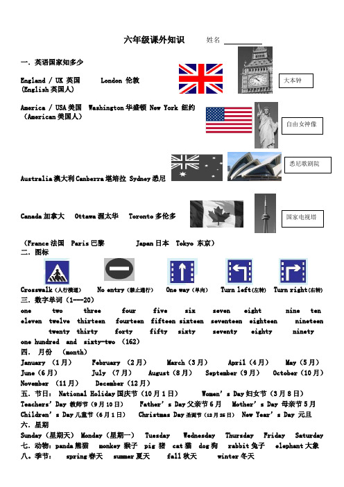 小学六下英语课外知识拓展