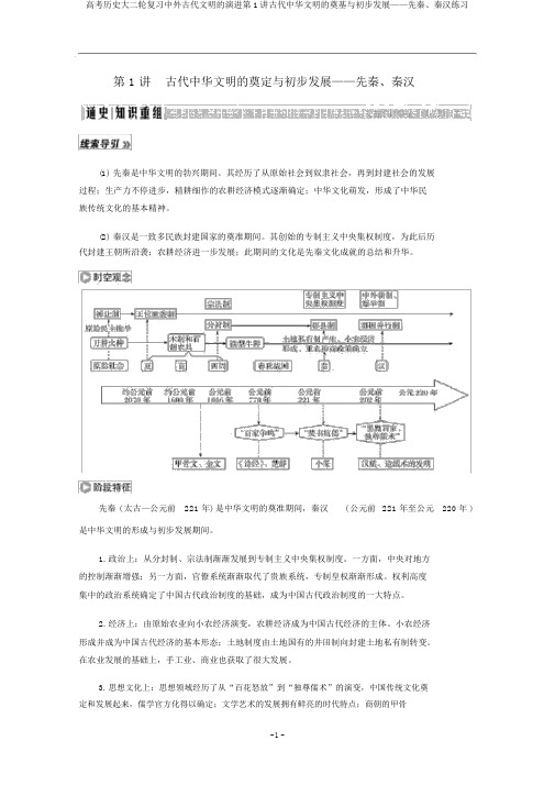 高考历史大二轮复习中外古代文明的演进第1讲古代中华文明的奠基与初步发展——先秦、秦汉练习