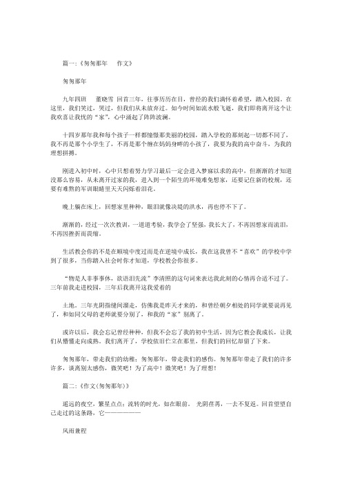 匆匆那三年初三作文