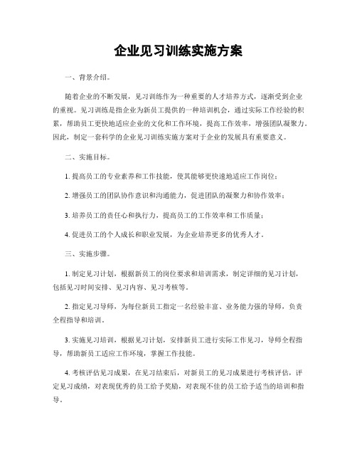 企业见习训练实施方案