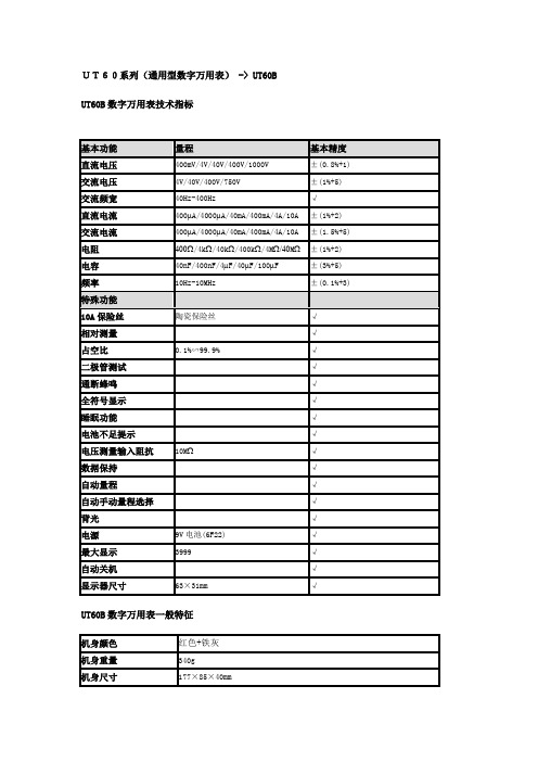 优利德UT60B数字万用表