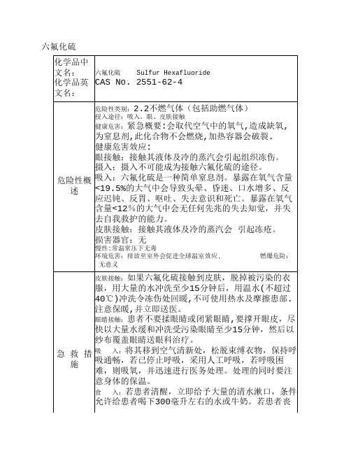 六氟化硫MSDS