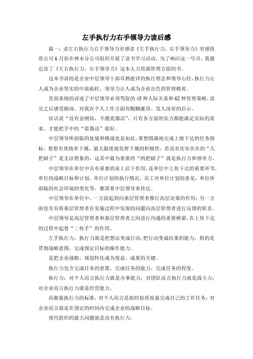 读后感-左手执行力右手领导力读后感1 精品