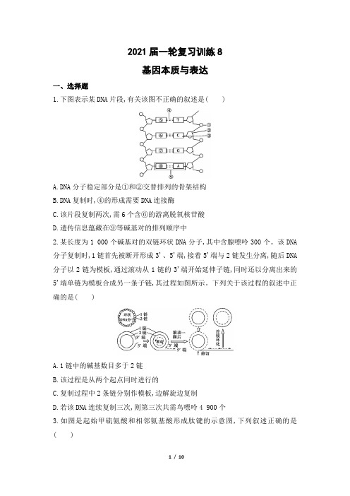 2021届一轮复习训练8基因本质与表达(含答案详解)