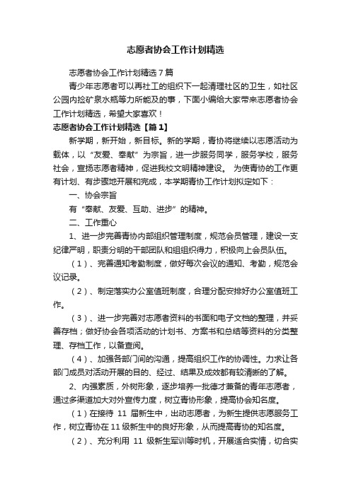 志愿者协会工作计划精选