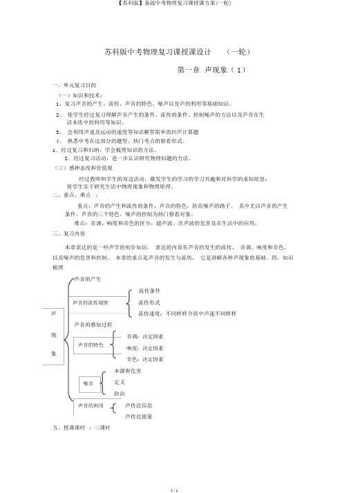 【苏科版】备战中考物理复习课教案(一轮)