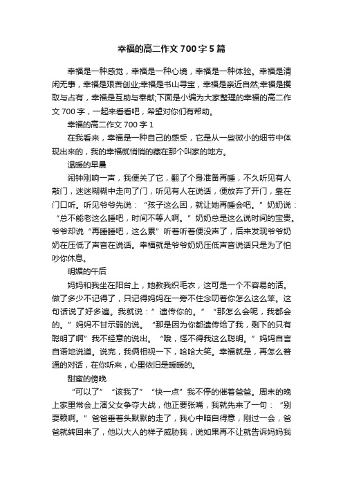 幸福的高二作文700字5篇